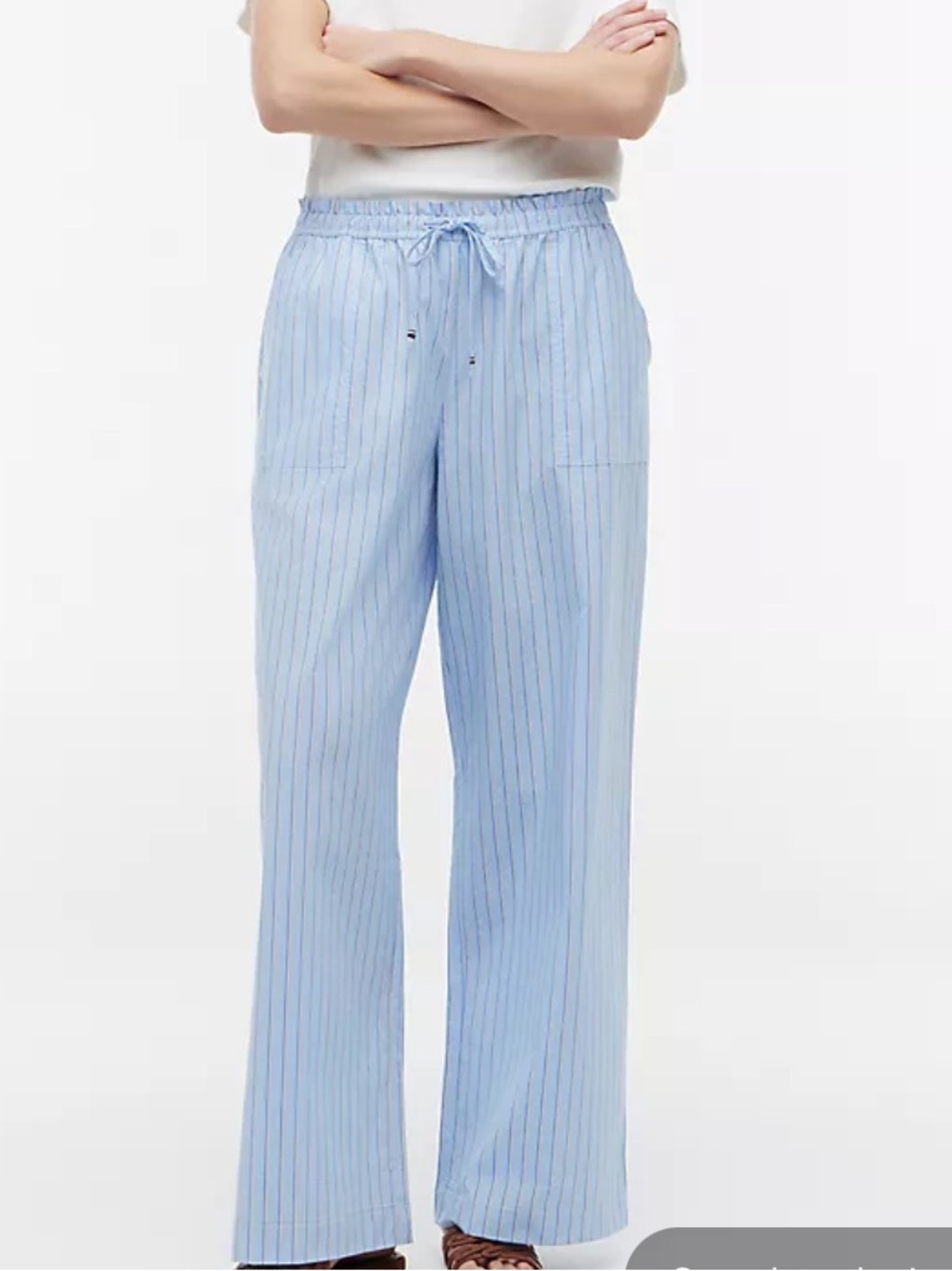 Tommy Hilfiger Light Blue & White Striped Wide-Leg lounge pull on Pants sz large
